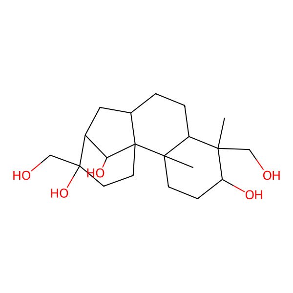 2D Structure of 6,13-Bis(hydroxymethyl)-2,6-dimethyltetracyclo[10.3.1.01,10.02,7]hexadecane-5,13,16-triol