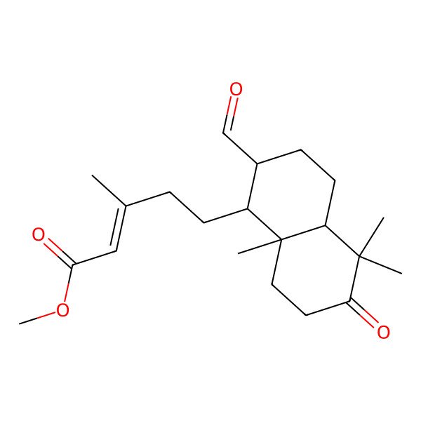 2D Structure of methyl 5-(2-formyl-5,5,8a-trimethyl-6-oxo-2,3,4,4a,7,8-hexahydro-1H-naphthalen-1-yl)-3-methylpent-2-enoate