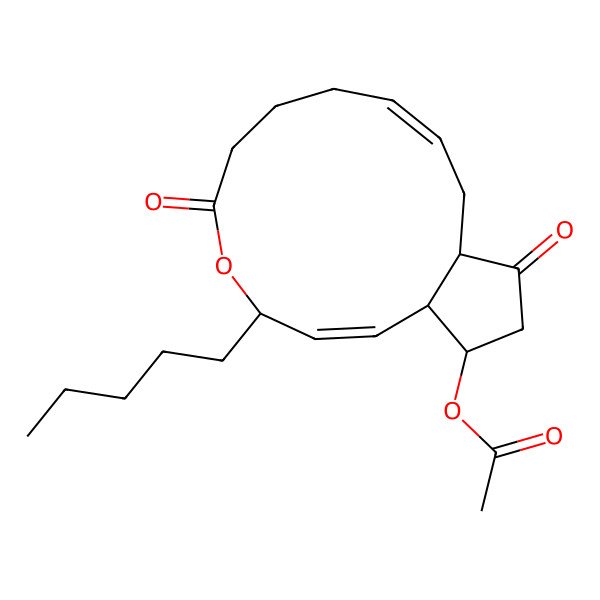 2D Structure of (6,14-Dioxo-4-pentyl-5-oxabicyclo[11.3.0]hexadeca-2,10-dien-16-yl) acetate