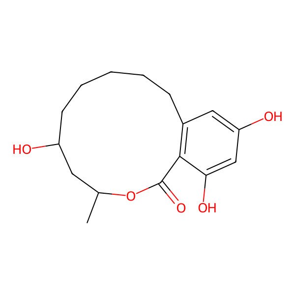 2D Structure of 6,14,16-Trihydroxy-4-methyl-3-oxabicyclo[10.4.0]hexadeca-1(12),13,15-trien-2-one