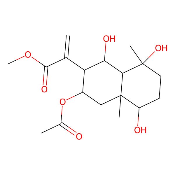 2D Structure of methyl 2-[(1S,2S,3S,4aR,5R,8R,8aS)-3-acetyloxy-1,5,8-trihydroxy-4a,8-dimethyl-1,2,3,4,5,6,7,8a-octahydronaphthalen-2-yl]prop-2-enoate