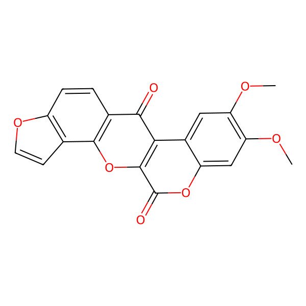 2D Structure of 16,17-Dimethoxy-2,7,20-trioxapentacyclo[11.8.0.03,11.04,8.014,19]henicosa-1(13),3(11),4(8),5,9,14,16,18-octaene-12,21-dione