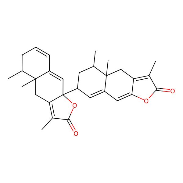 2D Structure of 9a-(3,4a,5-trimethyl-2-oxo-4,5,6,7-tetrahydrobenzo[f][1]benzofuran-7-yl)-3,4a,5-trimethyl-5,6-dihydro-4H-benzo[f][1]benzofuran-2-one