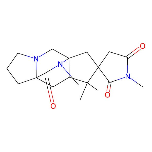 2D Structure of 1',10,10,13-Tetramethylspiro[3,13-diazatetracyclo[5.5.2.01,9.03,7]tetradecane-11,3'-pyrrolidine]-2',5',14-trione