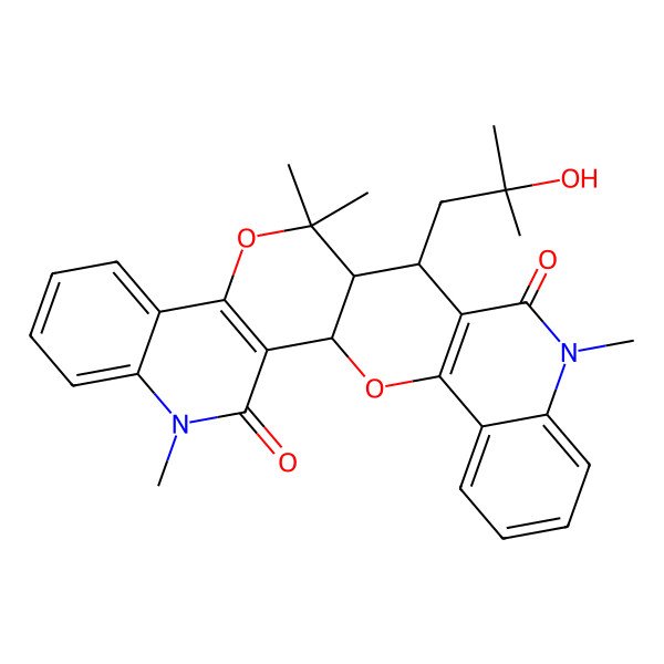 2D Structure of (1S,14R,15R)-15-(2-hydroxy-2-methylpropyl)-4,13,13,18-tetramethyl-12,26-dioxa-4,18-diazahexacyclo[12.12.0.02,11.05,10.016,25.019,24]hexacosa-2(11),5,7,9,16(25),19,21,23-octaene-3,17-dione
