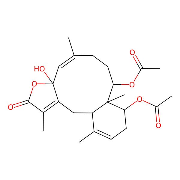 2D Structure of [(1R,7S,8Z,12R,13R,14R)-14-acetyloxy-7-hydroxy-4,9,13,17-tetramethyl-5-oxo-6-oxatricyclo[11.4.0.03,7]heptadeca-3,8,16-trien-12-yl] acetate