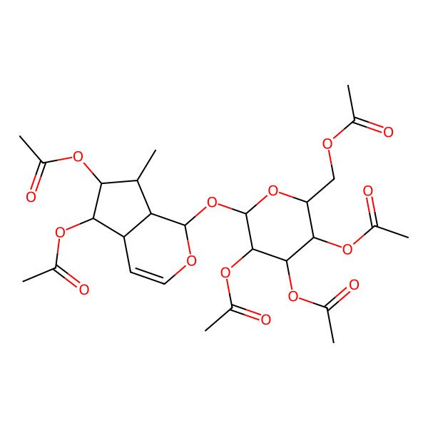 2D Structure of [3,4,5-Triacetyloxy-6-[(5,6-diacetyloxy-7-methyl-1,4a,5,6,7,7a-hexahydrocyclopenta[c]pyran-1-yl)oxy]oxan-2-yl]methyl acetate