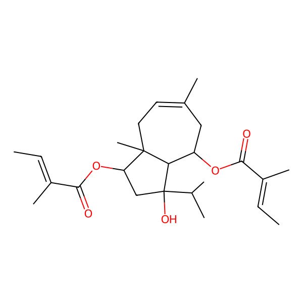 2D Structure of [(1S,3R,3aS,4S,8aR)-3-hydroxy-6,8a-dimethyl-1-[(Z)-2-methylbut-2-enoyl]oxy-3-propan-2-yl-1,2,3a,4,5,8-hexahydroazulen-4-yl] (Z)-2-methylbut-2-enoate