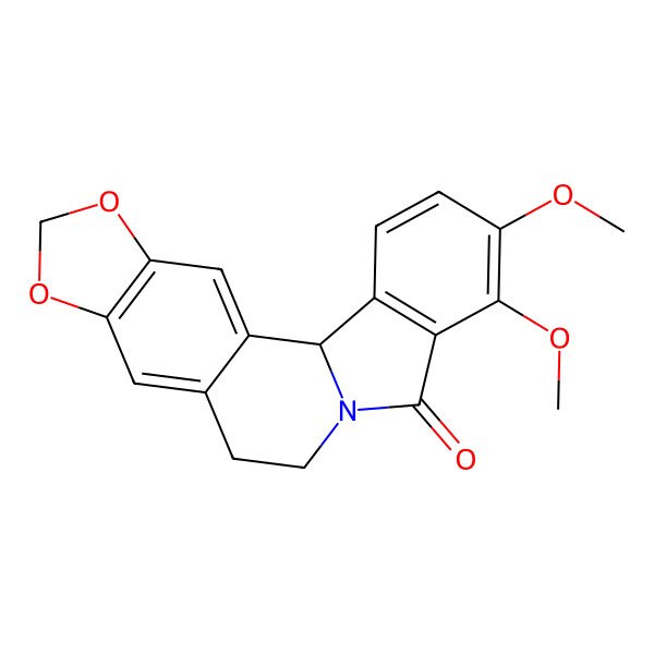 2D Structure of (2R)-6,7-dimethoxy-16,18-dioxa-10-azapentacyclo[11.7.0.02,10.03,8.015,19]icosa-1(20),3(8),4,6,13,15(19)-hexaen-9-one