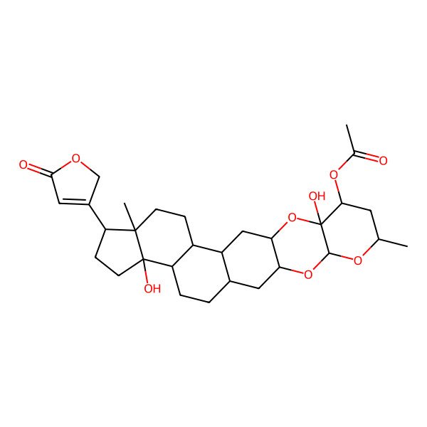 2D Structure of [10,22-dihydroxy-7,18-dimethyl-19-(5-oxo-2H-furan-3-yl)-4,6,11-trioxahexacyclo[12.11.0.03,12.05,10.015,23.018,22]pentacosan-9-yl] acetate