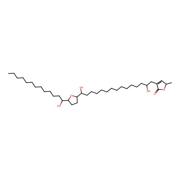 2D Structure of (2S)-4-[(2S,15S)-2,15-dihydroxy-15-[(2S,5S)-5-[(1R)-1-hydroxytridecyl]oxolan-2-yl]pentadecyl]-2-methyl-2H-furan-5-one