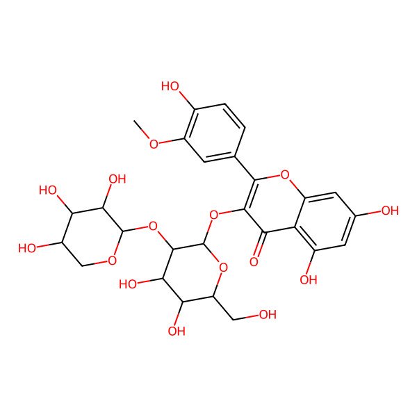 2D Structure of 3-[(2S,3R,4S,5R,6R)-4,5-dihydroxy-6-(hydroxymethyl)-3-[(2S,3R,4S,5R)-3,4,5-trihydroxyoxan-2-yl]oxyoxan-2-yl]oxy-5,7-dihydroxy-2-(4-hydroxy-3-methoxyphenyl)chromen-4-one