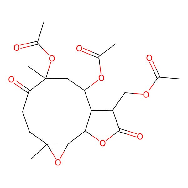 2D Structure of [(1S,2S,4R,8R,10S,11R,12R)-8,10-diacetyloxy-4,8-dimethyl-7,13-dioxo-3,14-dioxatricyclo[9.3.0.02,4]tetradecan-12-yl]methyl acetate