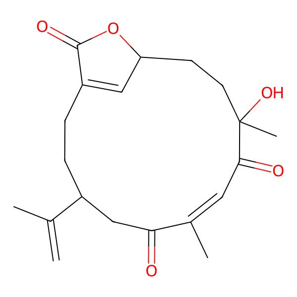 2D Structure of (7Z)-10-hydroxy-7,10-dimethyl-4-prop-1-en-2-yl-14-oxabicyclo[11.2.1]hexadeca-1(16),7-diene-6,9,15-trione