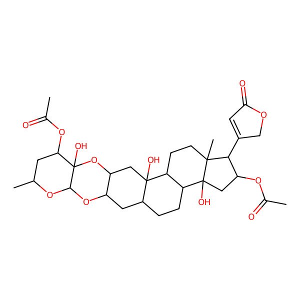 2D Structure of [20-acetyloxy-10,14,22-trihydroxy-7,18-dimethyl-19-(5-oxo-2H-furan-3-yl)-4,6,11-trioxahexacyclo[12.11.0.03,12.05,10.015,23.018,22]pentacosan-9-yl] acetate