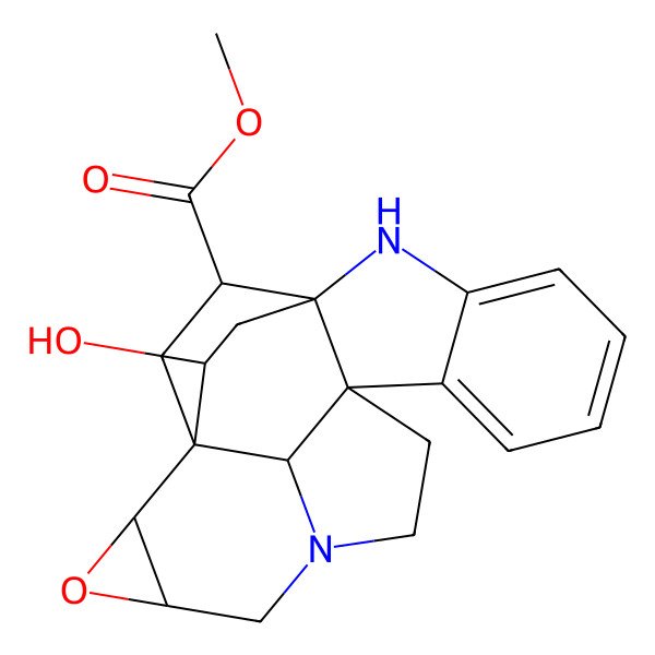2D Structure of methyl (1R,2R,4R,9S,17S,18R,20R,22S)-20-hydroxy-3-oxa-6,16-diazaheptacyclo[15.2.2.11,6.02,4.09,17.010,15.09,22]docosa-10,12,14-triene-18-carboxylate