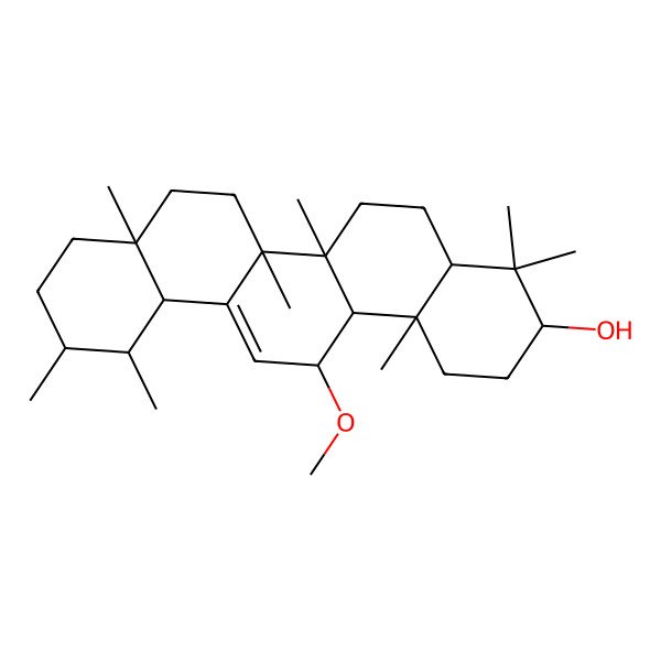 2D Structure of (3S,6aR,6bS,8aR,11R,12S,14R,14bS)-14-methoxy-4,4,6a,6b,8a,11,12,14b-octamethyl-2,3,4a,5,6,7,8,9,10,11,12,12a,14,14a-tetradecahydro-1H-picen-3-ol