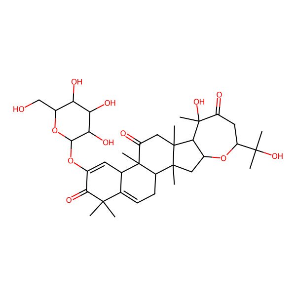 2D Structure of (16alpha,20R,24S)-16,24-epoxy-2,20,25-trihydroxycucurbita-1,5-diene-3,11,22-trione 2-O-beta-D-glucopyranoside