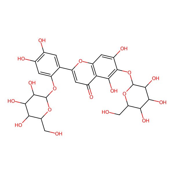 2D Structure of 2-[4,5-Dihydroxy-2-[3,4,5-trihydroxy-6-(hydroxymethyl)oxan-2-yl]oxyphenyl]-5,7-dihydroxy-6-[3,4,5-trihydroxy-6-(hydroxymethyl)oxan-2-yl]oxychromen-4-one