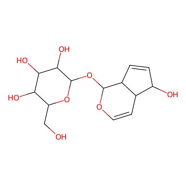 2D Structure of (2S,3R,4S,5S,6R)-2-[[(1S,4aR,5R,7aR)-5-hydroxy-1,4a,5,7a-tetrahydrocyclopenta[c]pyran-1-yl]oxy]-6-(hydroxymethyl)oxane-3,4,5-triol
