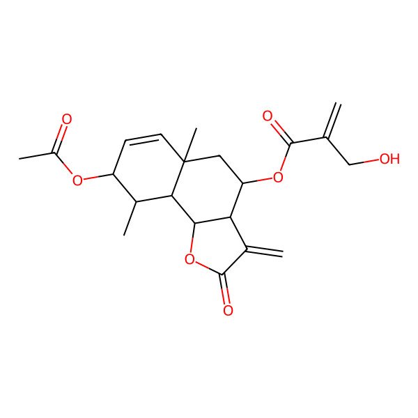 2D Structure of (8-acetyloxy-5a,9-dimethyl-3-methylidene-2-oxo-4,5,8,9,9a,9b-hexahydro-3aH-benzo[g][1]benzofuran-4-yl) 2-(hydroxymethyl)prop-2-enoate