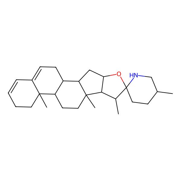 2D Structure of (1S,2S,4S,5'R,6R,7S,8R,9S,12S,13R)-5',7,9,13-tetramethylspiro[5-oxapentacyclo[10.8.0.02,9.04,8.013,18]icosa-16,18-diene-6,2'-piperidine]