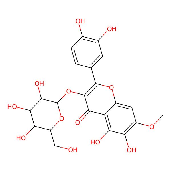 2D Structure of 2-(3,4-Dihydroxyphenyl)-5,6-dihydroxy-7-methoxy-3-[3,4,5-trihydroxy-6-(hydroxymethyl)oxan-2-yl]oxychromen-4-one