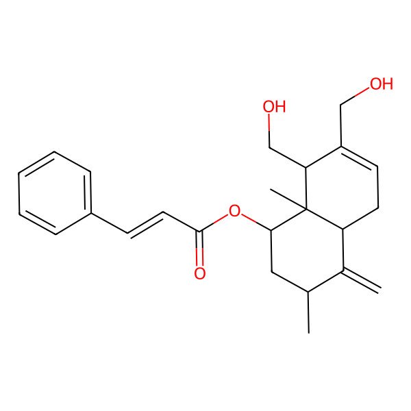 2D Structure of [(1R,3S,4aS,8S,8aS)-7,8-bis(hydroxymethyl)-3,8a-dimethyl-4-methylidene-1,2,3,4a,5,8-hexahydronaphthalen-1-yl] (E)-3-phenylprop-2-enoate