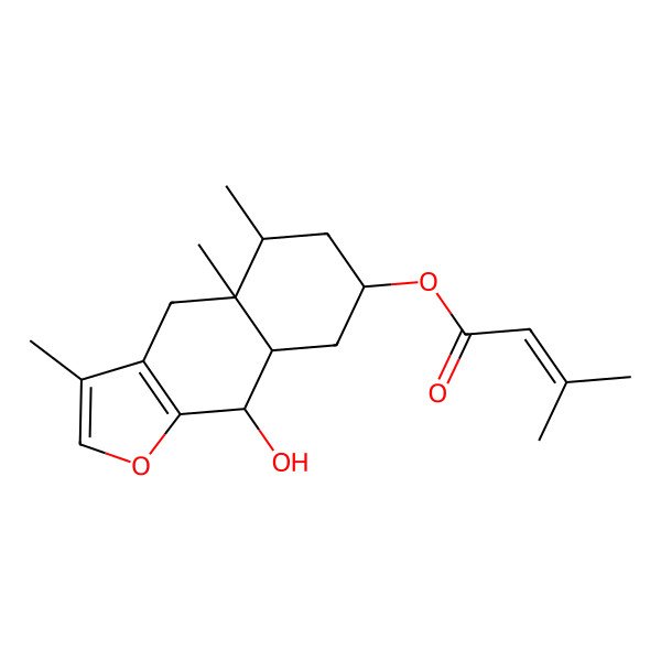 2D Structure of (9-hydroxy-3,4a,5-trimethyl-5,6,7,8,8a,9-hexahydro-4H-benzo[f][1]benzofuran-7-yl) 3-methylbut-2-enoate