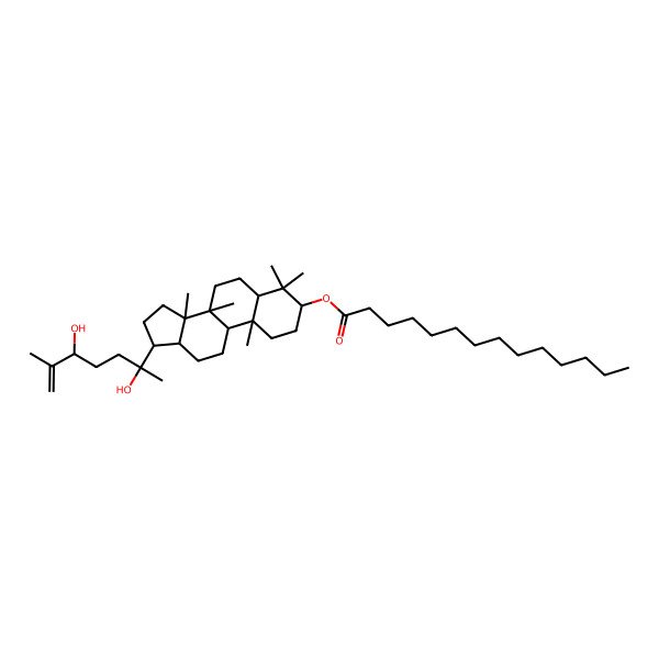 2D Structure of [17-(2,5-dihydroxy-6-methylhept-6-en-2-yl)-4,4,8,10,14-pentamethyl-2,3,5,6,7,9,11,12,13,15,16,17-dodecahydro-1H-cyclopenta[a]phenanthren-3-yl] tetradecanoate