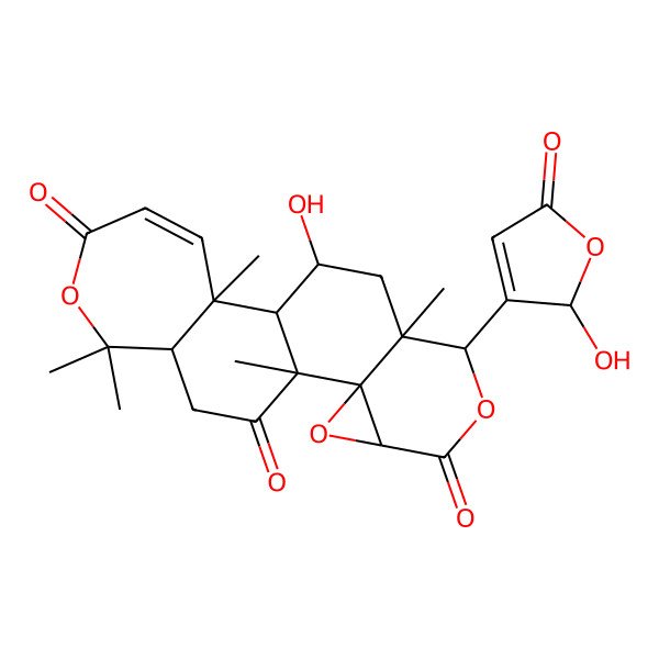 2D Structure of 10-hydroxy-7-(2-hydroxy-5-oxo-2H-furan-3-yl)-1,8,12,17,17-pentamethyl-3,6,16-trioxapentacyclo[9.9.0.02,4.02,8.012,18]icos-13-ene-5,15,20-trione