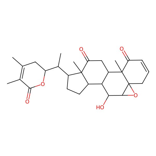 2D Structure of 15-[1-(4,5-Dimethyl-6-oxo-2,3-dihydropyran-2-yl)ethyl]-10-hydroxy-2,16-dimethyl-8-oxapentacyclo[9.7.0.02,7.07,9.012,16]octadec-4-ene-3,17-dione