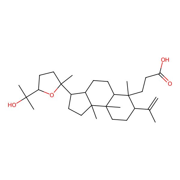 2D Structure of 3-[(3aS,5aR,6S,9aR,9bR)-3-[(2S)-5-(2-hydroxypropan-2-yl)-2-methyloxolan-2-yl]-6,9a,9b-trimethyl-7-prop-1-en-2-yl-1,2,3,3a,4,5,5a,7,8,9-decahydrocyclopenta[a]naphthalen-6-yl]propanoic acid