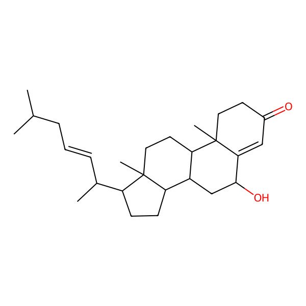 2D Structure of (6S,8S,9S,10R,13R,14S,17R)-6-hydroxy-10,13-dimethyl-17-[(E,2S)-6-methylhept-3-en-2-yl]-1,2,6,7,8,9,11,12,14,15,16,17-dodecahydrocyclopenta[a]phenanthren-3-one