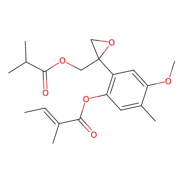 2D Structure of [4-methoxy-5-methyl-2-[(2R)-2-(2-methylpropanoyloxymethyl)oxiran-2-yl]phenyl] (E)-2-methylbut-2-enoate