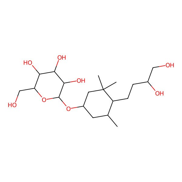 2D Structure of (2R,3R,4S,5R,6R)-2-[(1S,4S,5R)-4-[(3S)-3,4-dihydroxybutyl]-3,3,5-trimethylcyclohexyl]oxy-6-(hydroxymethyl)oxane-3,4,5-triol