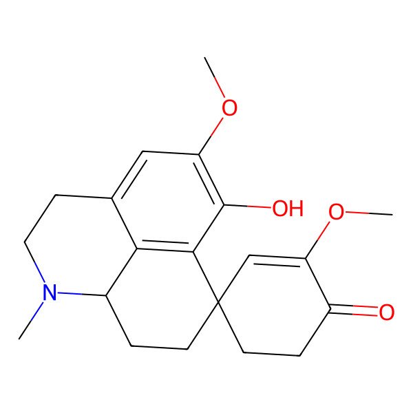 2D Structure of 6-hydroxy-2',5-dimethoxy-1-methylspiro[3,8,9,9a-tetrahydro-2H-benzo[de]quinoline-7,4'-cyclohex-2-ene]-1'-one