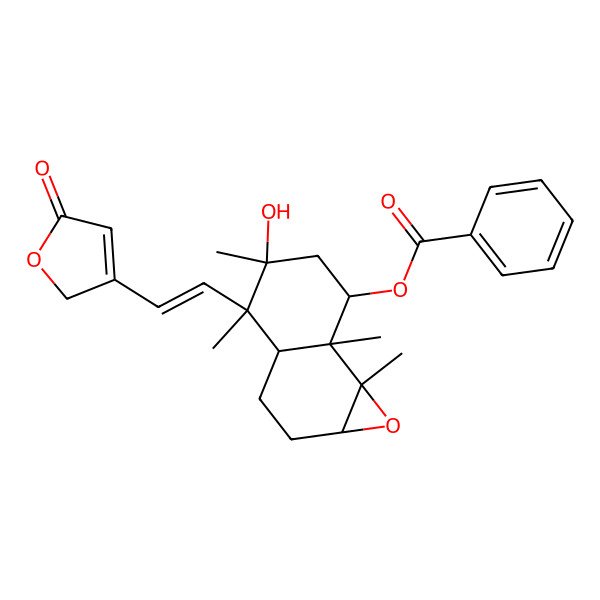 2D Structure of [5-hydroxy-4,5,7a,7b-tetramethyl-4-[2-(5-oxo-2H-furan-3-yl)ethenyl]-1a,2,3,3a,6,7-hexahydronaphtho[1,2-b]oxiren-7-yl] benzoate