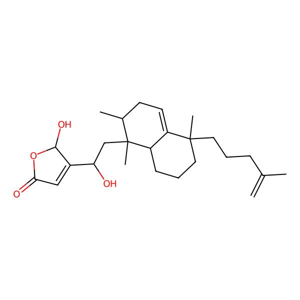 2D Structure of (S)-5-Hydroxy-4-{(S)-1-hydroxy-2-[(1S,2S,5R,8aR)-1,2,5-trimethyl-5-(4-methyl-pent-4-enyl)-1,2,3,5,6,7,8,8a-octahydro-naphthalen-1-yl]-ethyl}-5H-furan-2-one