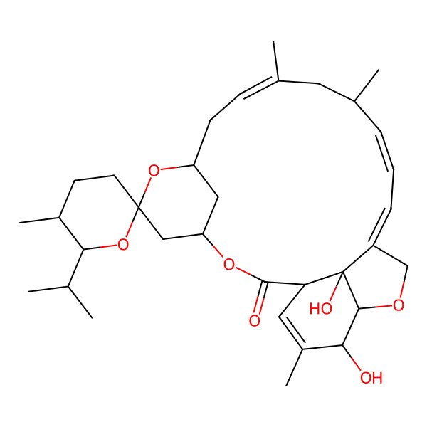 2D Structure of (1R,4S,5'S,6R,6'R,8R,10Z,13R,14Z,20R,21R,24S)-21,24-dihydroxy-5',11,13,22-tetramethyl-6'-propan-2-ylspiro[3,7,19-trioxatetracyclo[15.6.1.14,8.020,24]pentacosa-10,14,16,22-tetraene-6,2'-oxane]-2-one