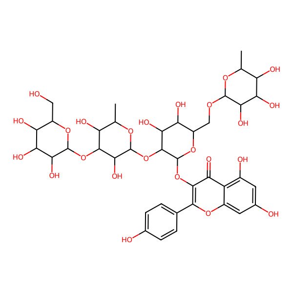 2D Structure of 3-[(2S,3R,4S,5R,6R)-3-[(2S,3S,4R,5S,6S)-3,5-dihydroxy-6-methyl-4-[(2S,3R,4S,5S,6R)-3,4,5-trihydroxy-6-(hydroxymethyl)oxan-2-yl]oxyoxan-2-yl]oxy-4,5-dihydroxy-6-[[(2R,3S,4R,5R,6S)-3,4,5-trihydroxy-6-methyloxan-2-yl]oxymethyl]oxan-2-yl]oxy-5,7-dihydroxy-2-(4-hydroxyphenyl)chromen-4-one