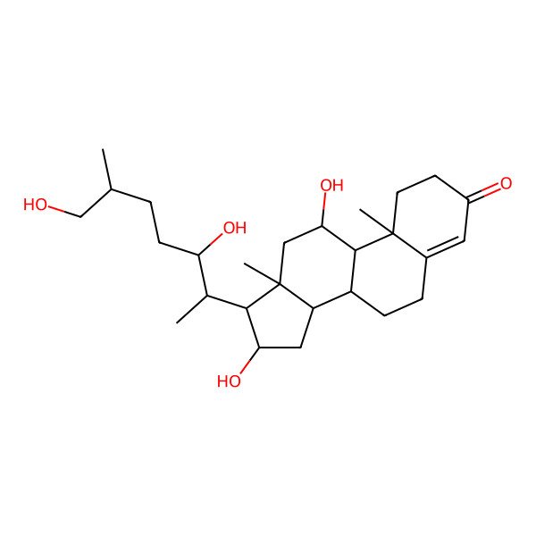 2D Structure of (10R,11R,13S,16S,17R)-17-[(2S,3R,6S)-3,7-dihydroxy-6-methylheptan-2-yl]-11,16-dihydroxy-10,13-dimethyl-1,2,6,7,8,9,11,12,14,15,16,17-dodecahydrocyclopenta[a]phenanthren-3-one