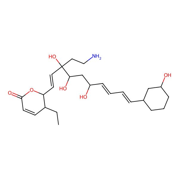 2D Structure of 2-[3-(2-Aminoethyl)-3,4,6-trihydroxy-10-(3-hydroxycyclohexyl)deca-1,7,9-trienyl]-3-ethyl-2,3-dihydropyran-6-one