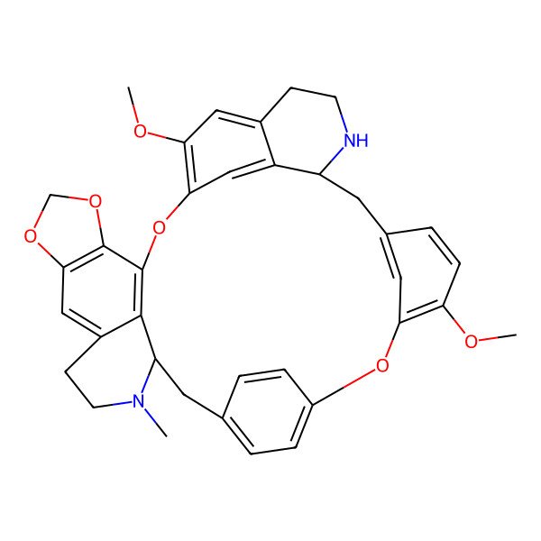 2D Structure of (14R,27R)-22,33-dimethoxy-13-methyl-2,5,7,20-tetraoxa-13,28-diazaoctacyclo[25.6.2.216,19.13,10.121,25.04,8.031,35.014,39]nonatriaconta-1(33),3(39),4(8),9,16(38),17,19(37),21,23,25(36),31,34-dodecaene
