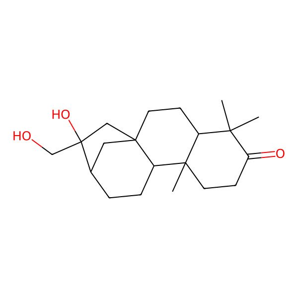2D Structure of (1R,4R,9R,10S,13S,14S)-14-hydroxy-14-(hydroxymethyl)-5,5,9-trimethyltetracyclo[11.2.1.01,10.04,9]hexadecan-6-one