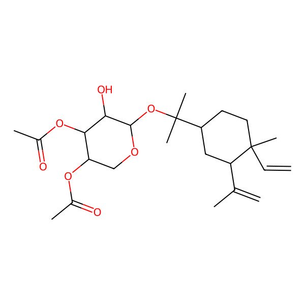 2D Structure of [(3R,4S,5S,6R)-4-acetyloxy-6-[2-[(1R,3S,4S)-4-ethenyl-4-methyl-3-prop-1-en-2-ylcyclohexyl]propan-2-yloxy]-5-hydroxyoxan-3-yl] acetate
