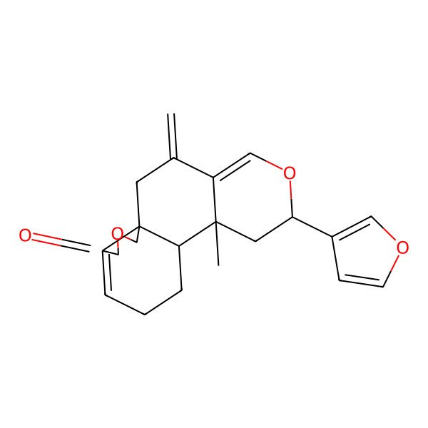 2D Structure of 7-(Furan-3-yl)-9-methyl-3-methylidene-6,16-dioxatetracyclo[8.7.0.01,14.04,9]heptadeca-4,13-dien-15-one