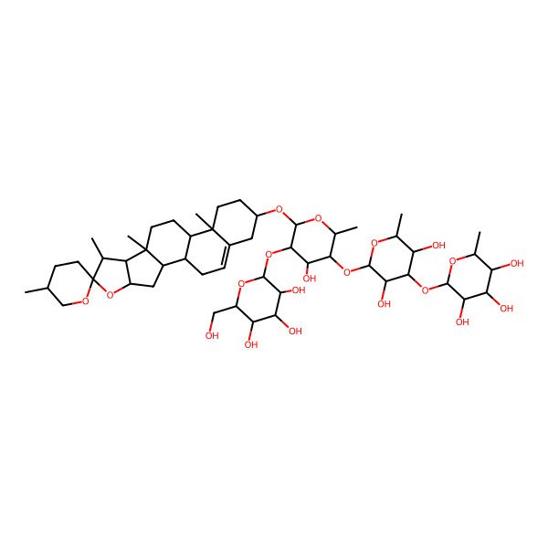 2D Structure of 2-[3,5-Dihydroxy-2-[4-hydroxy-2-methyl-6-(5',7,9,13-tetramethylspiro[5-oxapentacyclo[10.8.0.02,9.04,8.013,18]icos-18-ene-6,2'-oxane]-16-yl)oxy-5-[3,4,5-trihydroxy-6-(hydroxymethyl)oxan-2-yl]oxyoxan-3-yl]oxy-6-methyloxan-4-yl]oxy-6-methyloxane-3,4,5-triol