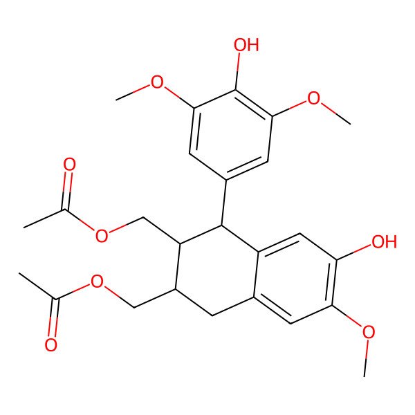2D Structure of [3-(Acetyloxymethyl)-6-hydroxy-4-(4-hydroxy-3,5-dimethoxyphenyl)-7-methoxy-1,2,3,4-tetrahydronaphthalen-2-yl]methyl acetate