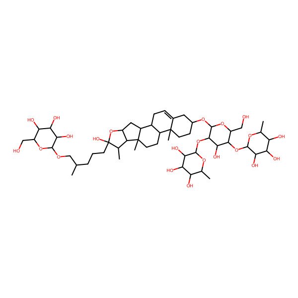 2D Structure of (2S,3R,4R,5R,6S)-2-[(2R,3S,4S,5R,6R)-4-hydroxy-2-(hydroxymethyl)-6-[[(1S,2S,4S,6R,7S,8R,9S,12S,13R,16S)-6-hydroxy-7,9,13-trimethyl-6-[(4R)-4-methyl-5-[(2R,3R,4S,5S,6R)-3,4,5-trihydroxy-6-(hydroxymethyl)oxan-2-yl]oxypentyl]-5-oxapentacyclo[10.8.0.02,9.04,8.013,18]icos-18-en-16-yl]oxy]-5-[(2S,3R,4R,5R,6S)-3,4,5-trihydroxy-6-methyloxan-2-yl]oxyoxan-3-yl]oxy-6-methyloxane-3,4,5-triol